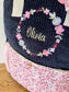 Le sac à dos enfant Ombeline personnalisé  mitsi rose et velours bleu marine