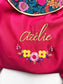 Le sac à dos enfant personnalisé Églantine gabardine fushia et Liberty Ciara