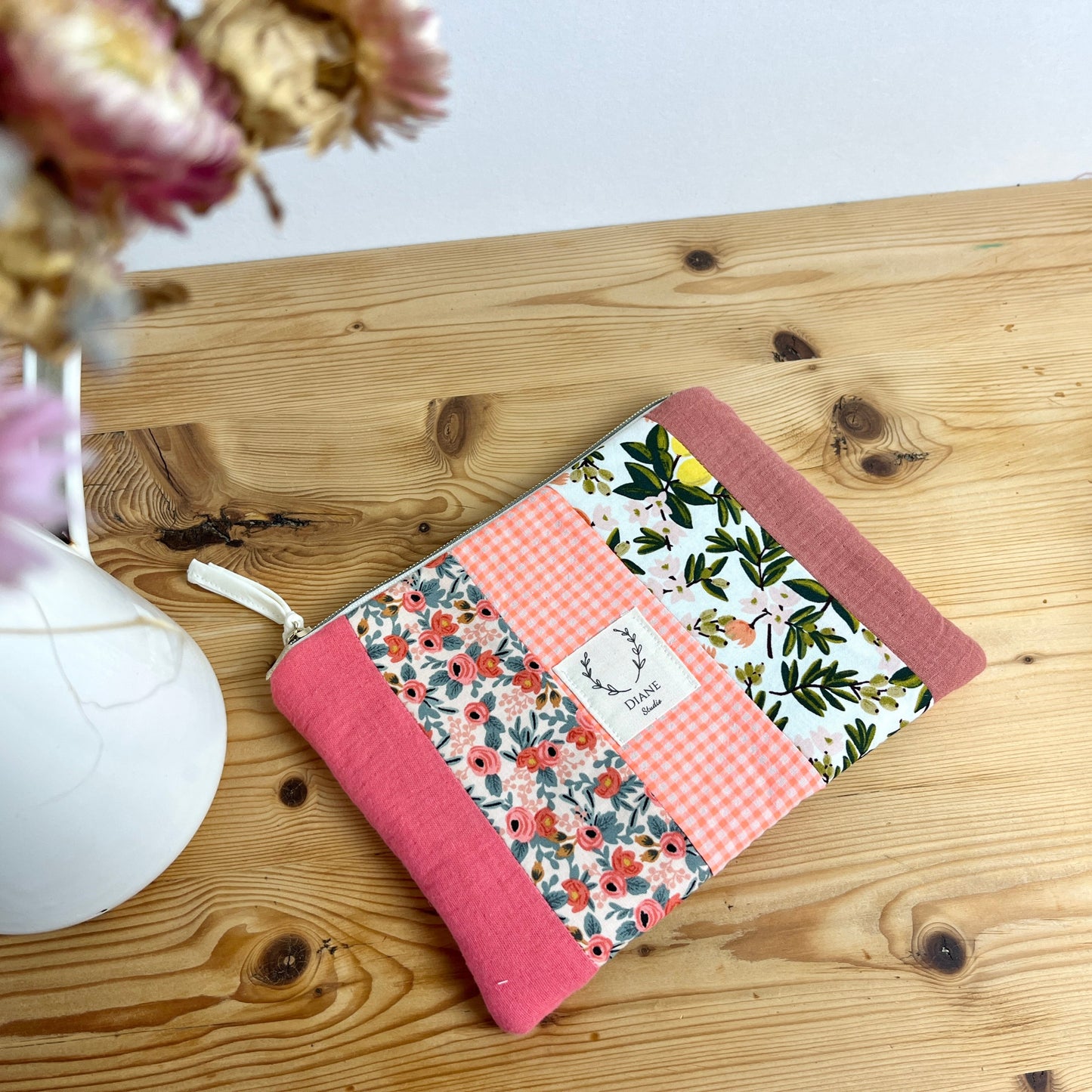 NOUVEAU ! La pochette patchwork corail