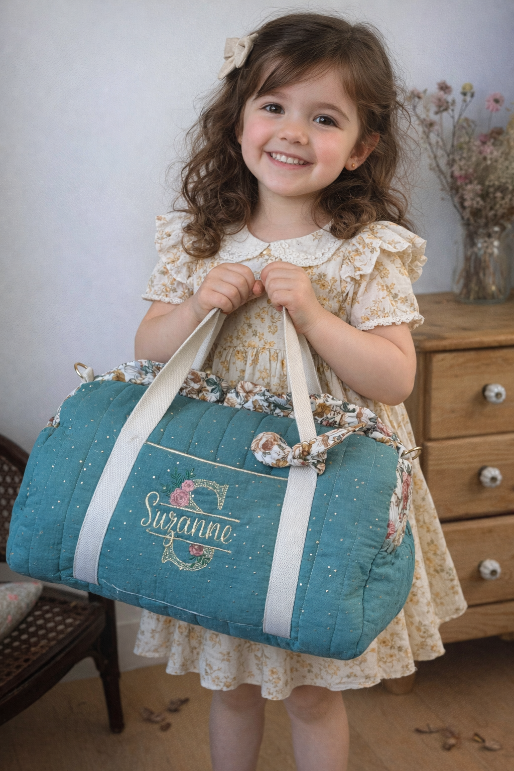 NOUVELLE VERSION ! Prix de lancement jusqu'au 28 mars ! Sac Louison matelassé et volant initiale dentelle