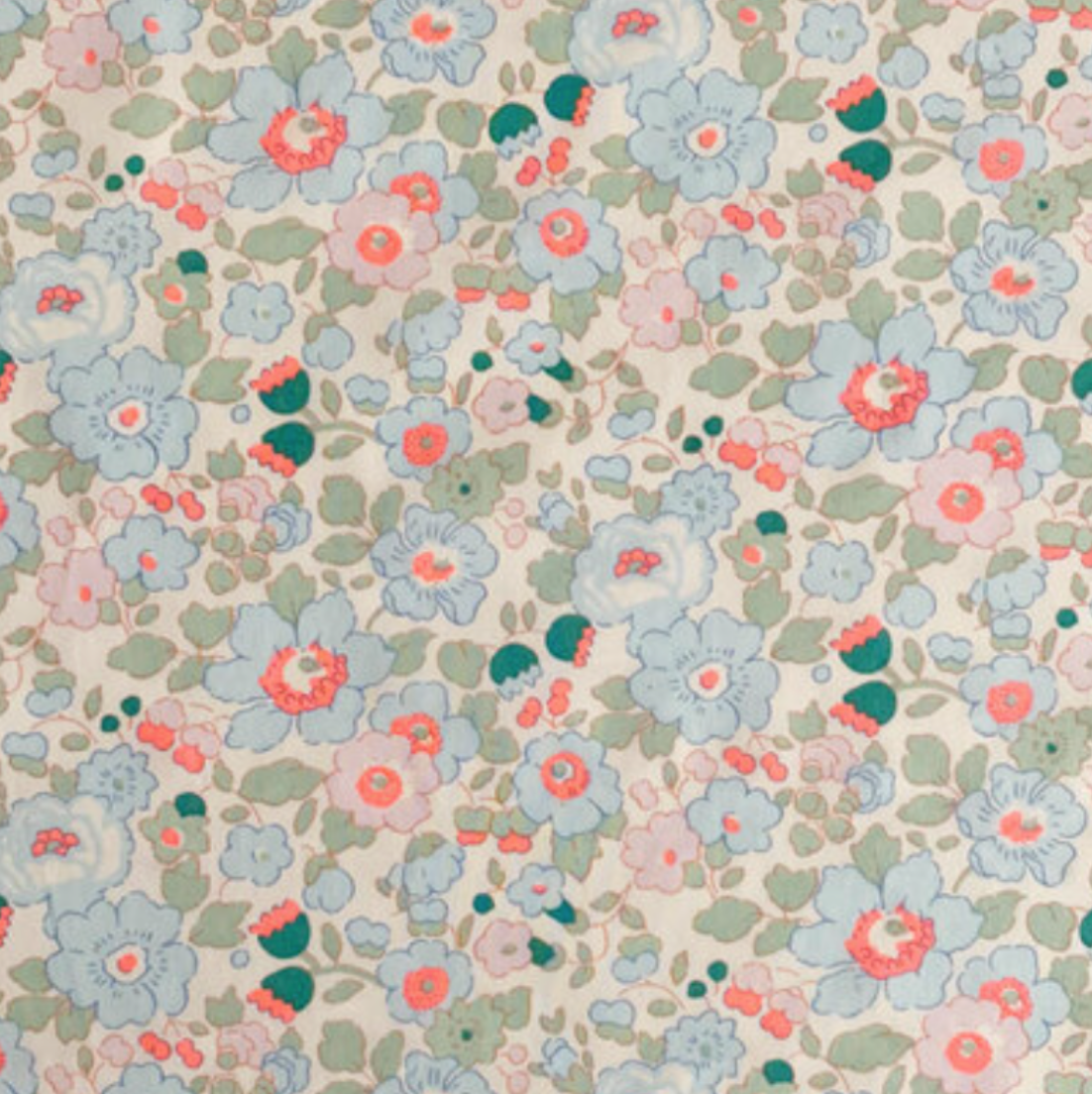 Coupon 50x65cm Liberty exclusif betsy fluo blue orange