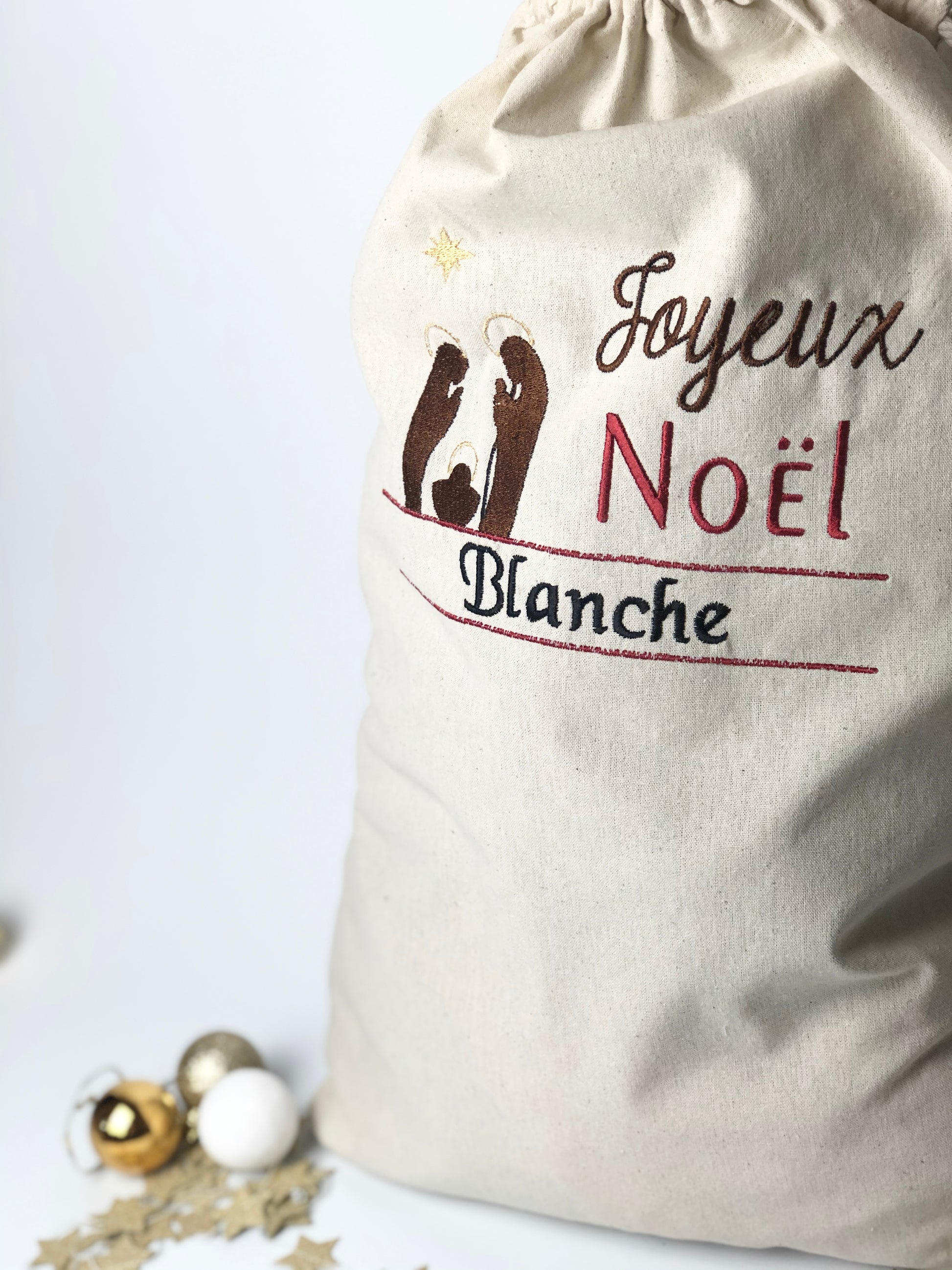 Hotte de Noël Blanche personnalisée - Crapaud Chou